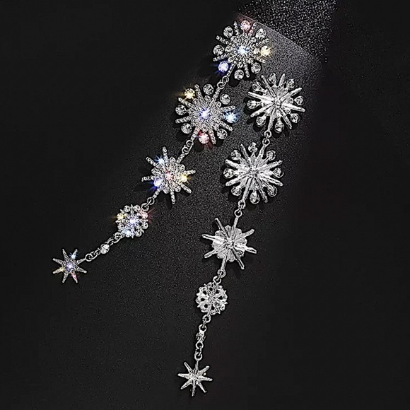 NORTH STAR RHINESTONE DROP EARRINGS - Picture 3 of 7